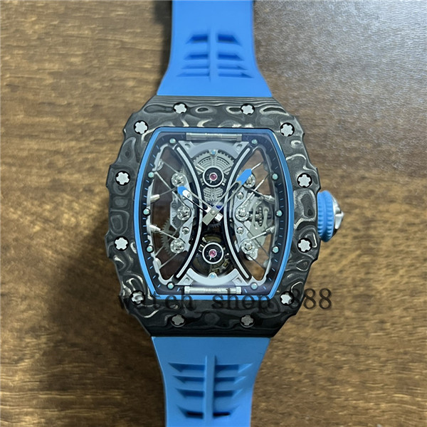 

TOP-Quality Watches 44mm x 50mm RM53-01 PABLO MAC DONOUGH Skeleton NTPT Carbon Fiber Transparent Mechanical Automatic Mens Men's Watch Wristwatches