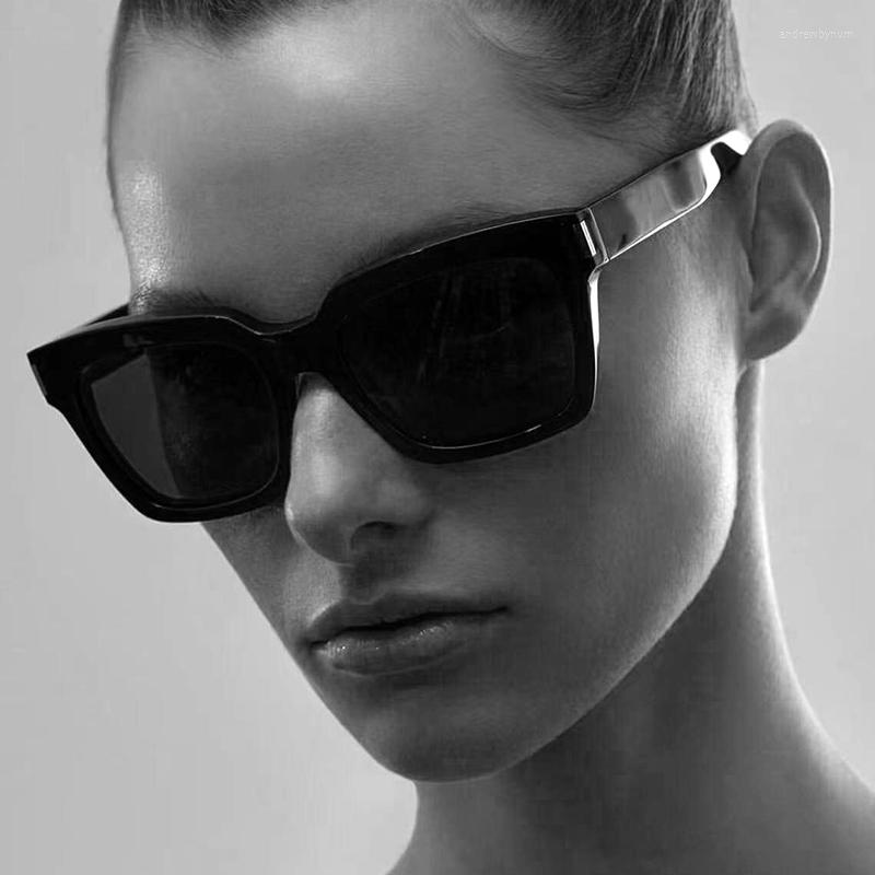 

Sunglasses Acetate Black Frame Square Women And Men Fashion Unisex With Metal Decoration