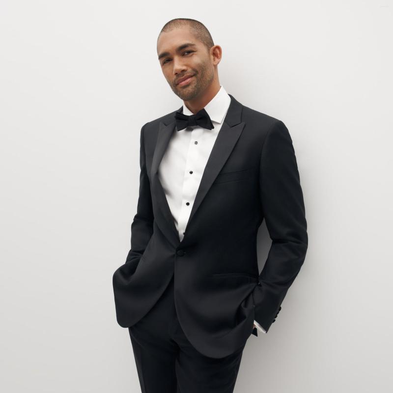 

Men's Suits Black Lapel Wedding Groom Tuxedo 2 Piece Men For Business And Leisure Party Party/Evening Blazer Sets