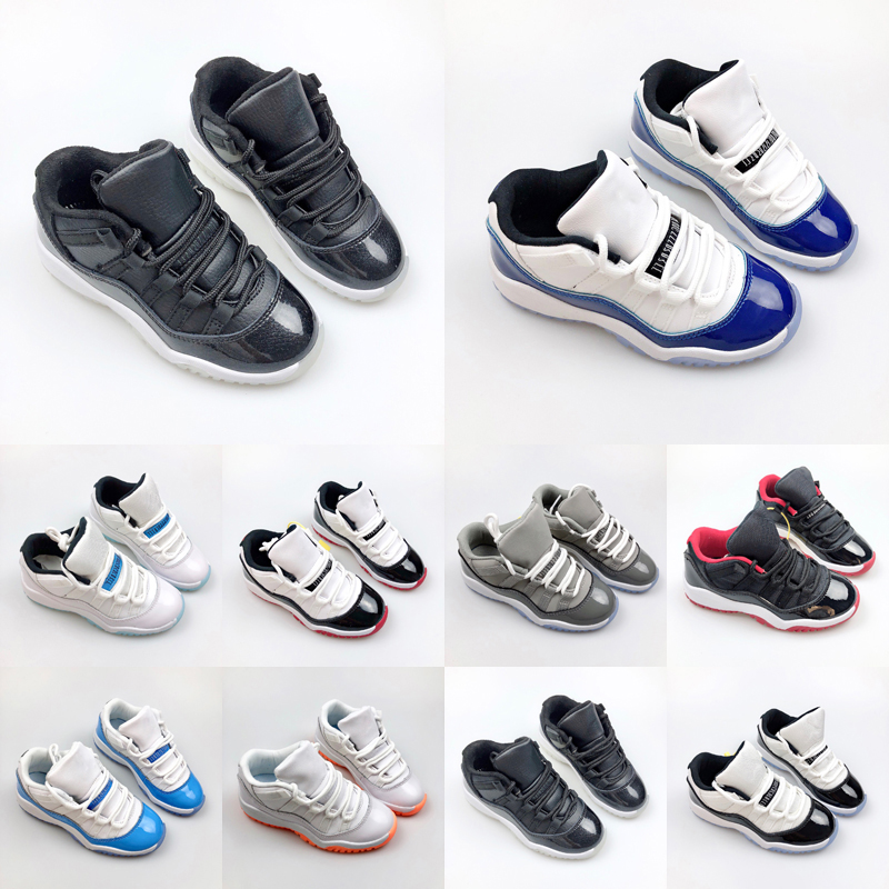 

Kids 11 Jumpman 11s Low Cool Grey Basketball Shoes Space Jam Bred Concord Blue Cherry 25th Anniversary Children Boy Girl Sneakers Toddlers Birthday Gift Size 25-35, As photo 3