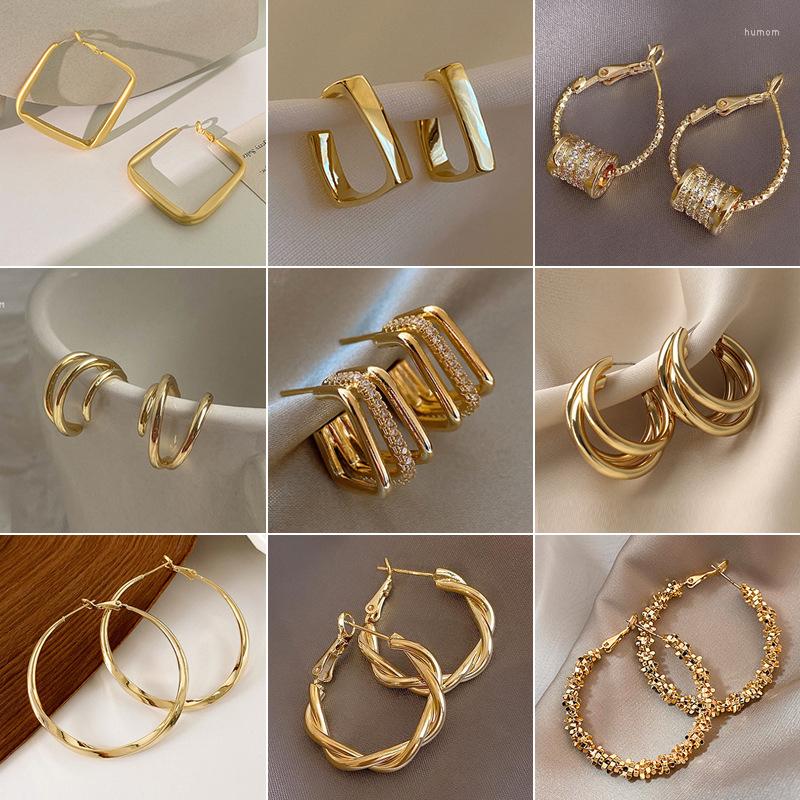 

Dangle Earrings Simple Metal Geometric Korean For Women Exaggerated Pendant Thick Tube Round Hoop Earring Hip Hop Rock Jewelry Gift