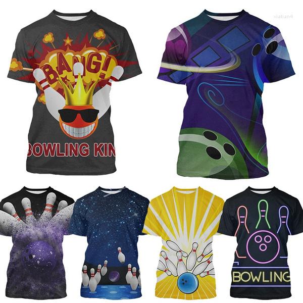 

Men's T Shirts Bowling Men And Women Fashion 3d T-shirt Casual Pullovers, Blue