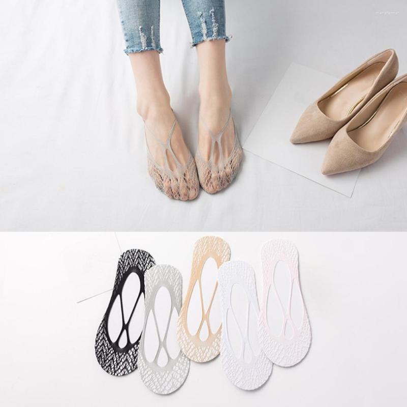 

Women Socks Charming Sexy Cross Lace Liner No Show Pads Boat Invisible Net, White