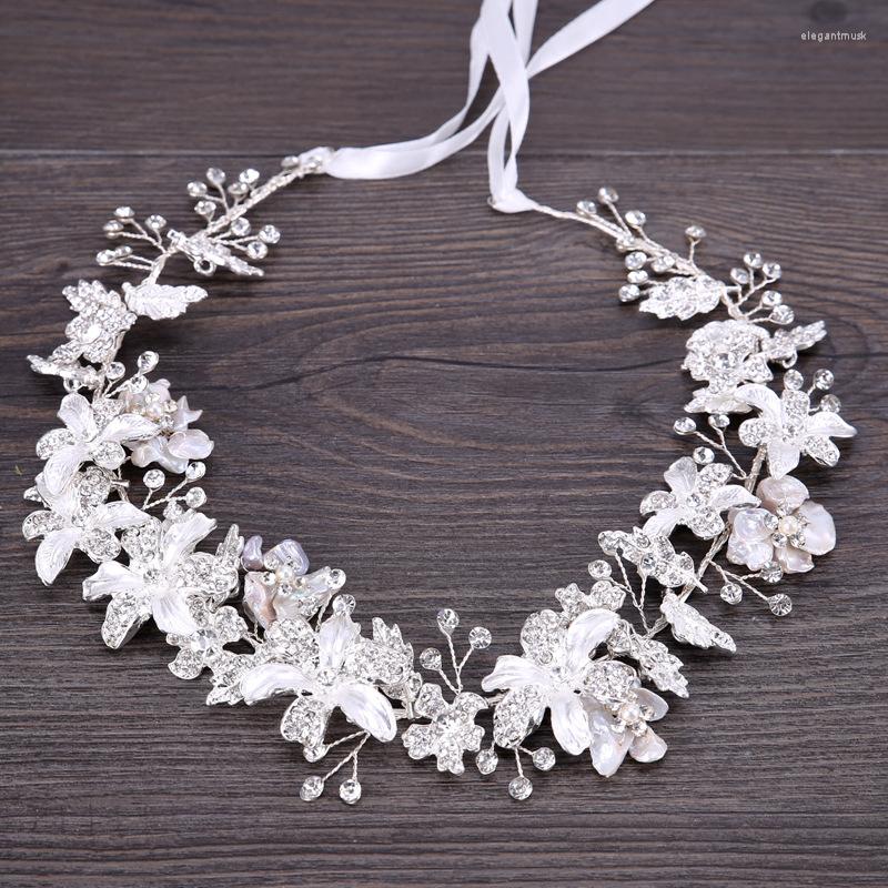 

Headpieces MYFEIVO Bridal Jewelry Handmade Hair Accessories Shell Flower Band Rhinestone Headdress HQ1559