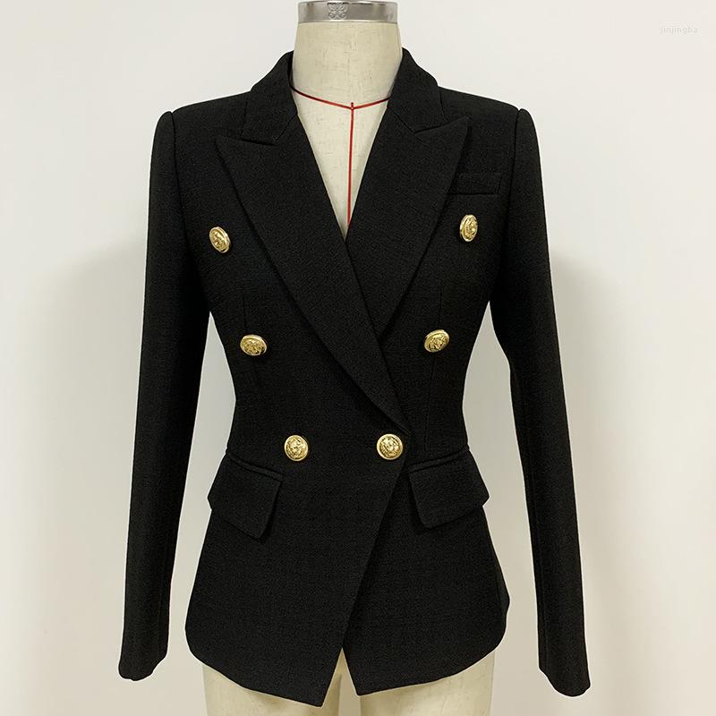 

Women' Suits 2022 Europe And The United States Fashion Female Suit Jacket Metal Lion Double-breasted Slim Noodle, Black