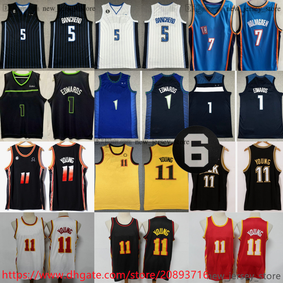 

New 6 patch -6XL Basketball 5 Paolo Banchero Jerseys Stitched Man Women Kids 1 Anthony Edwards 7 Chet Holmgren Trae 11 Young Jersey White Black Blue Youth boys, Aspicture (with team name)
