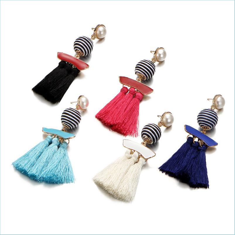 

Dangle Chandelier 5 Types Long Tassel Round Ball Stud Earrings White Pearl Cute Piercing For Women Girl Drop Delivery Jewelry Dhqif