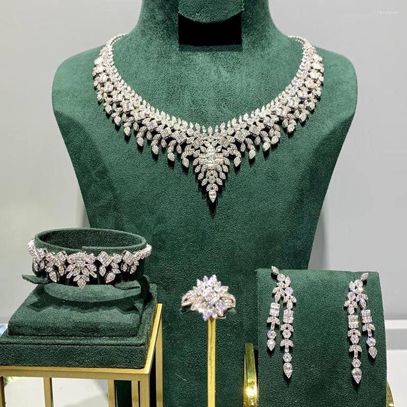 

Necklace Earrings Set TIRIM Luxury Wedding Jewelry For Women Cubic Zirconia Bridal Dudai Saudi Engagement Party Accessories, Picture shown