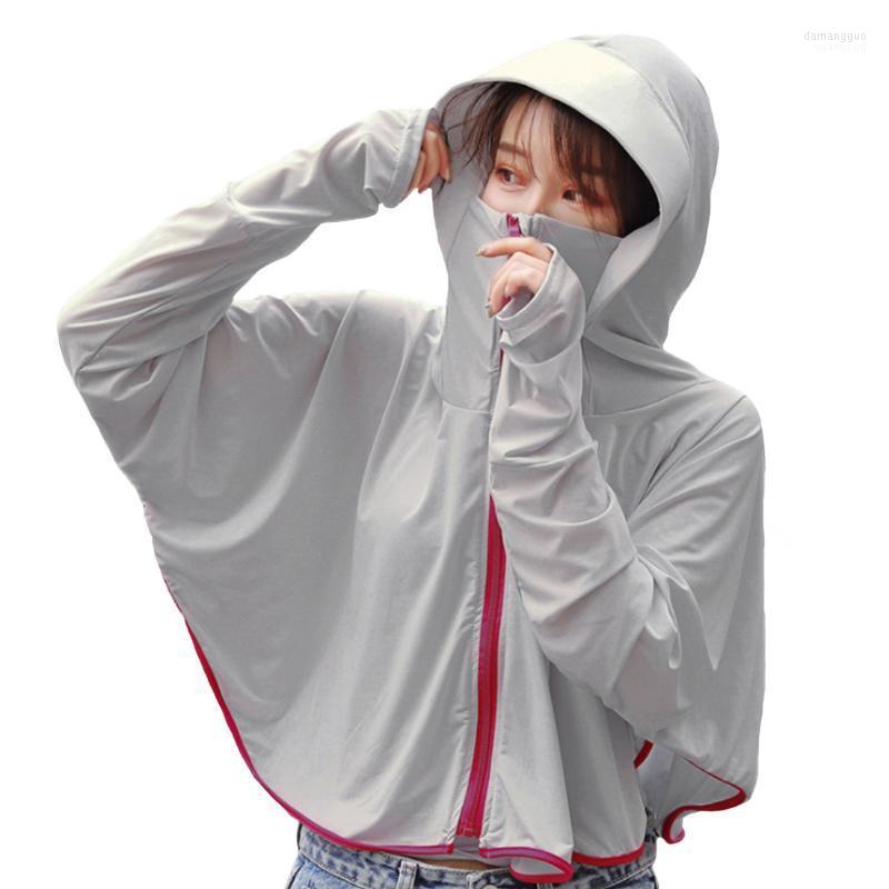 

Women's Hoodies Women's & Sweatshirts Women Face Cover Hooded Tops Sun Protection Clothing Anti-UV Batwing Sleeve Fashion Breathable, Grey