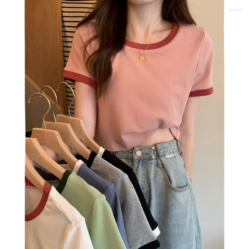 

Women's T Shirts Short Sleeved T-shirt Women's Ins Fashion Summer 2022 Loose Top Design Sense Niche Bottoming Shirt, Gray