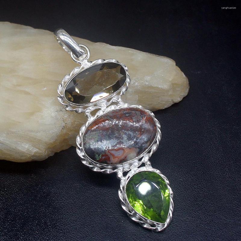 

Pendant Necklaces Gemstonefactory Jewelry Big Promotion 925 Silver Topaz Ocean Jasper Peridot Unique Women Ladies Gifts Necklace 0823