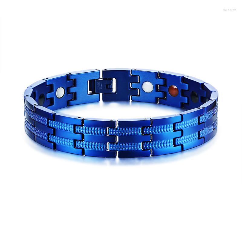 

Link Bracelets Cool Blue Sea Magnet Therapy Germanium For Men Marriage Anniversary Birthday Gift Party Jewelry Man