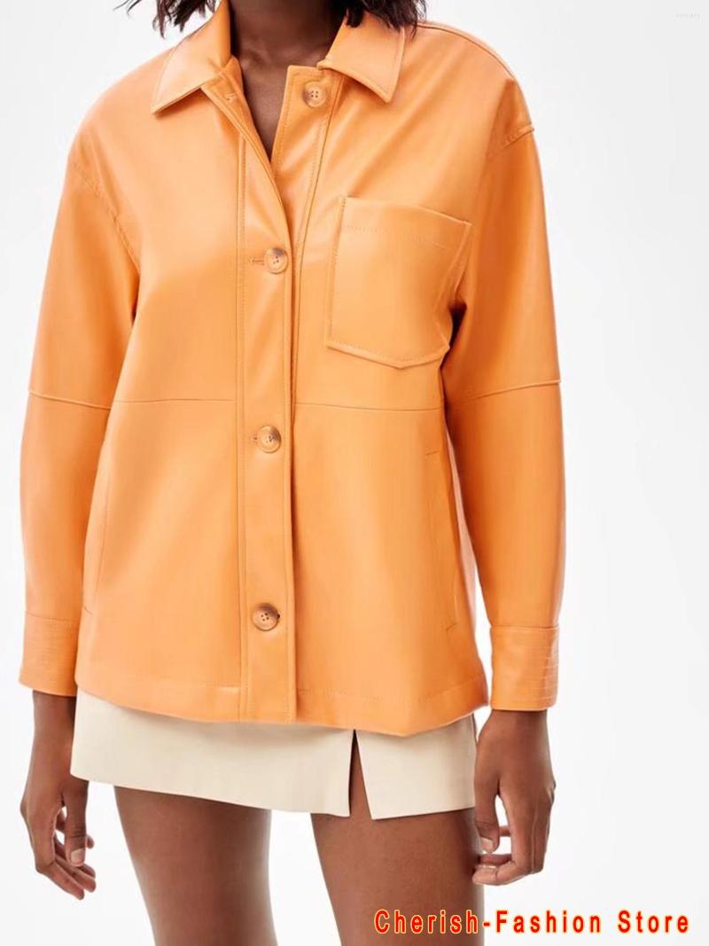 

Women's Leather 2022 Long PU Faux Blouse Women Jacket Coat Brand Women's Jackets Outerwear Ladies Coats Female, Am2205 as picture