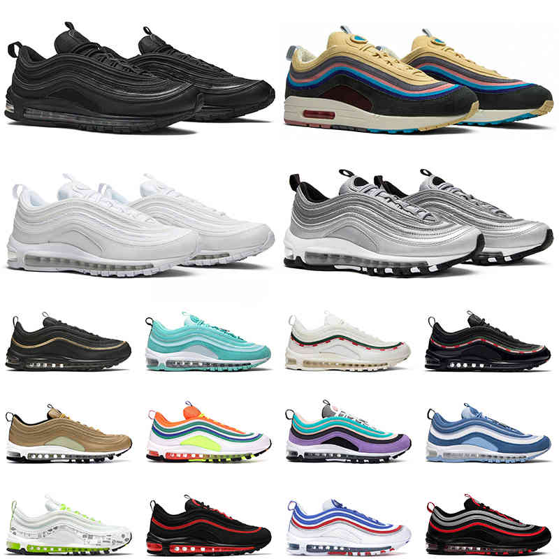 

men women max 97 air running shoes Triple White Black Silver Bullet airmaxs 97s Sean Wotherspoon Red Leopard Bred Reflective Sail Pink mens, # 11