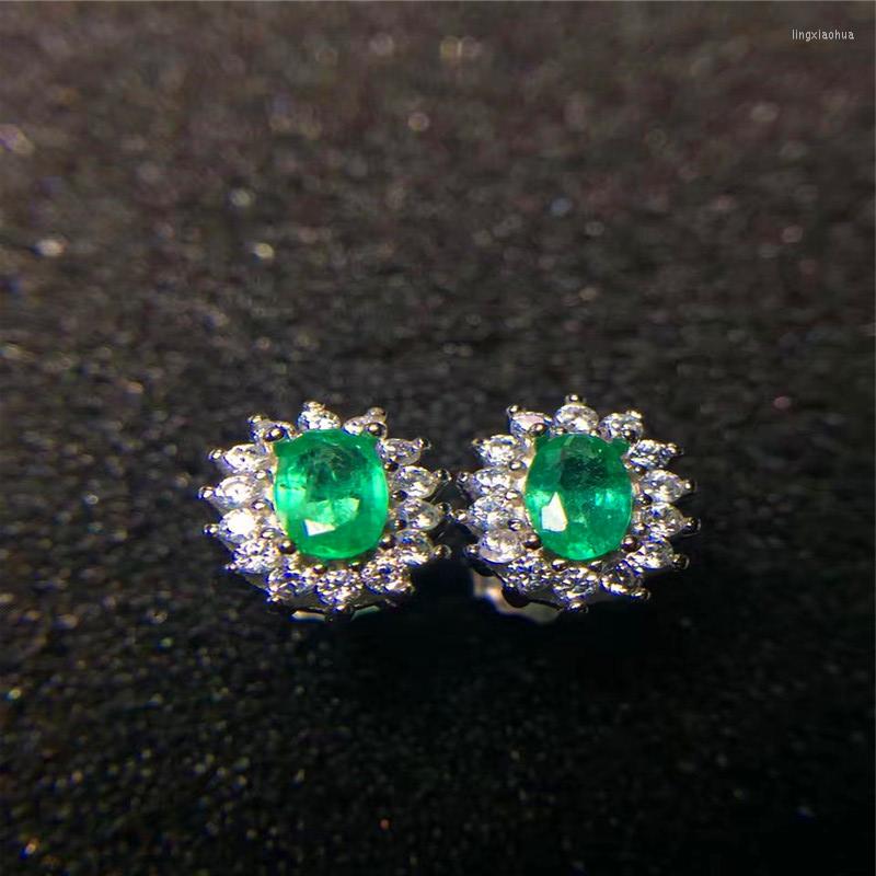 

Stud Earrings Vintage Emerald 3 5mm Natural Silver Solid 925 Sterling Romantic Gift