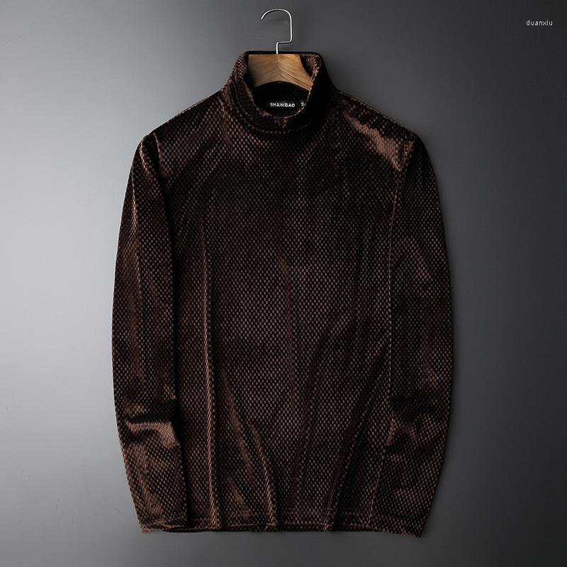 

Men's T Shirts Elegant Luxury Slim Fit Men Shirt Turtleneck Velvet Tshirt 2023 Autumn Winter Long Sleeve Stripe Undershirt, Black
