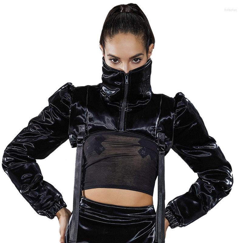 

Women' Trench Coats Women' Parkas 2022 Autumn Winter Solid Color Zipper High-neck Backless Waistless Buckle Belt Long-sleeved Cotton