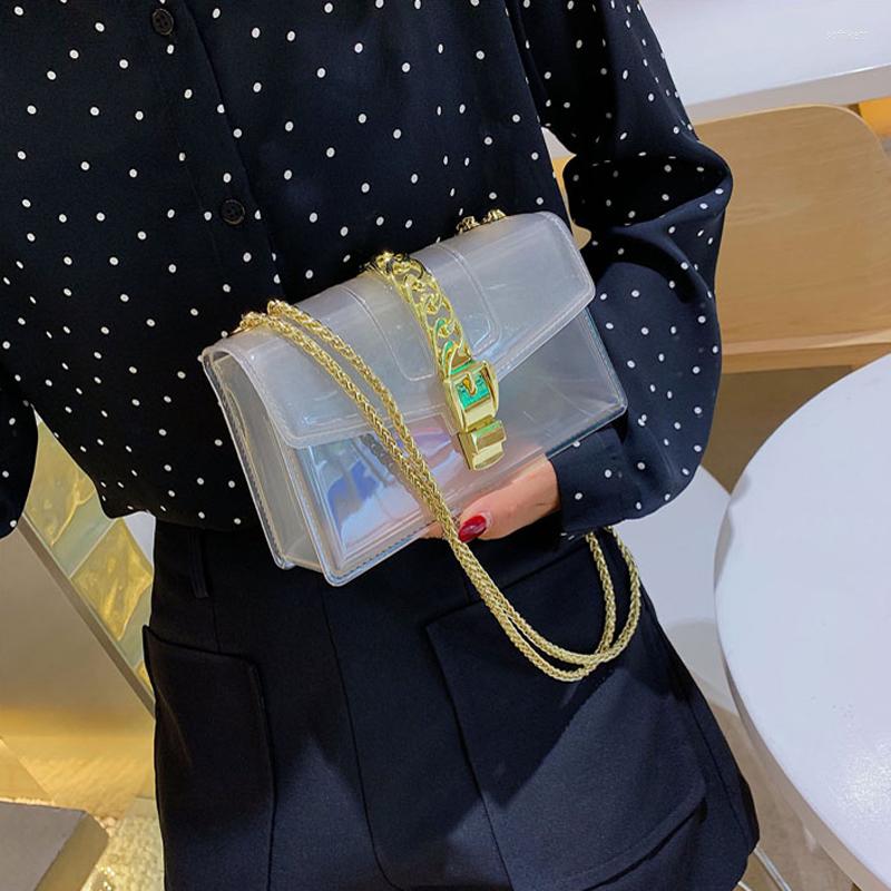 

Evening Bags Summer Women's Bag Clear Colorful Transparent Jelly Candy Color Crossbody Designer Chain Shoulder Messenger Q4