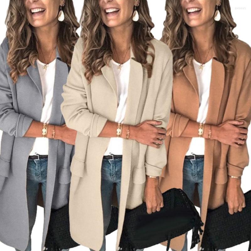 

Women's Trench Coats Office Lady Autumn Solid Color Lapel Collar Pockets Decor Slim-Fit Blazer Jacket Fashion Jackets Work Suit, Pink