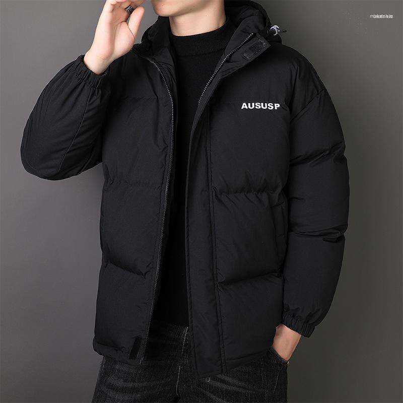 

Men's Down Men's Men's Fashion Hooded Jacket Autumn And Winter Cotton Padded Clothes, Black cotton