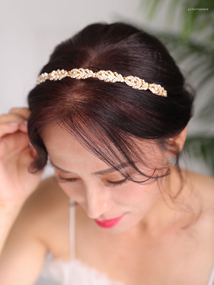 

Headpieces Gold Bridal Headband Vintage Headpiece Banquet Party For Girl Crown Beads Hairwear Wedding Hair Accessories