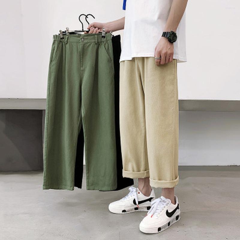 

Men's Pants Mens Straight Trousers Solid Color Men Casual Japanese Streetwear Man Cargo Harem Pant Harajuku Clothes, Black