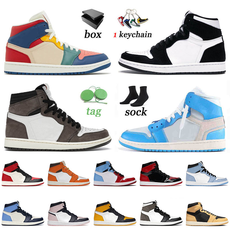 

1 Basketball Shoes Top Jumpman 1s Twist University Blue Lakers Stealth University Gold Gorge Green for Men Women Jorda Jorden1s Sneakers OBS7, Separate colours