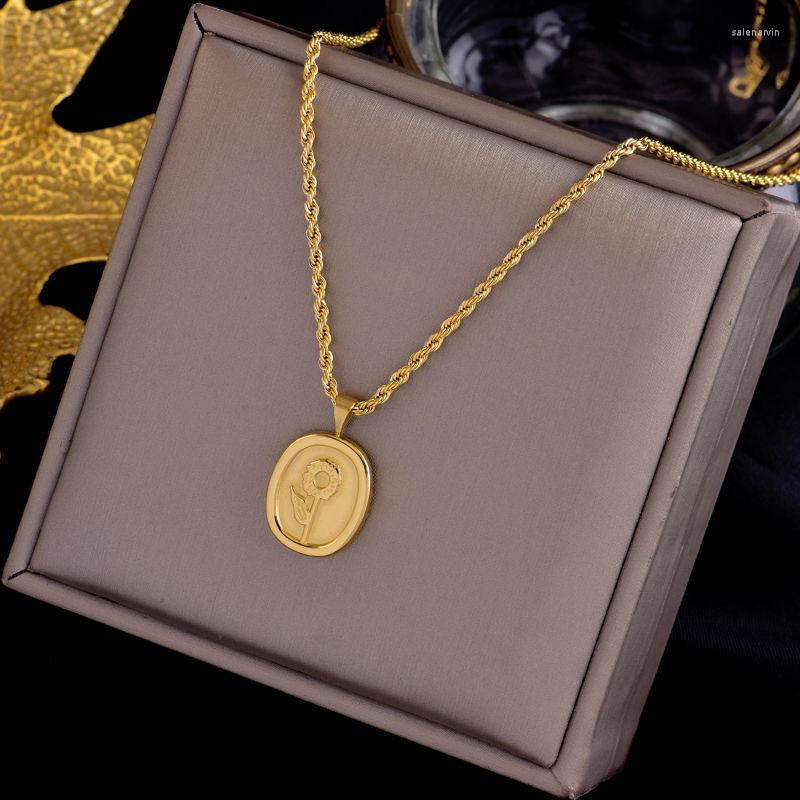 

Chains Titanium Steel Short Necklace For Woman Sunflower Gothic Korean Jewelry Hip Hop Party Girl's Sexy Clavicle Chain
