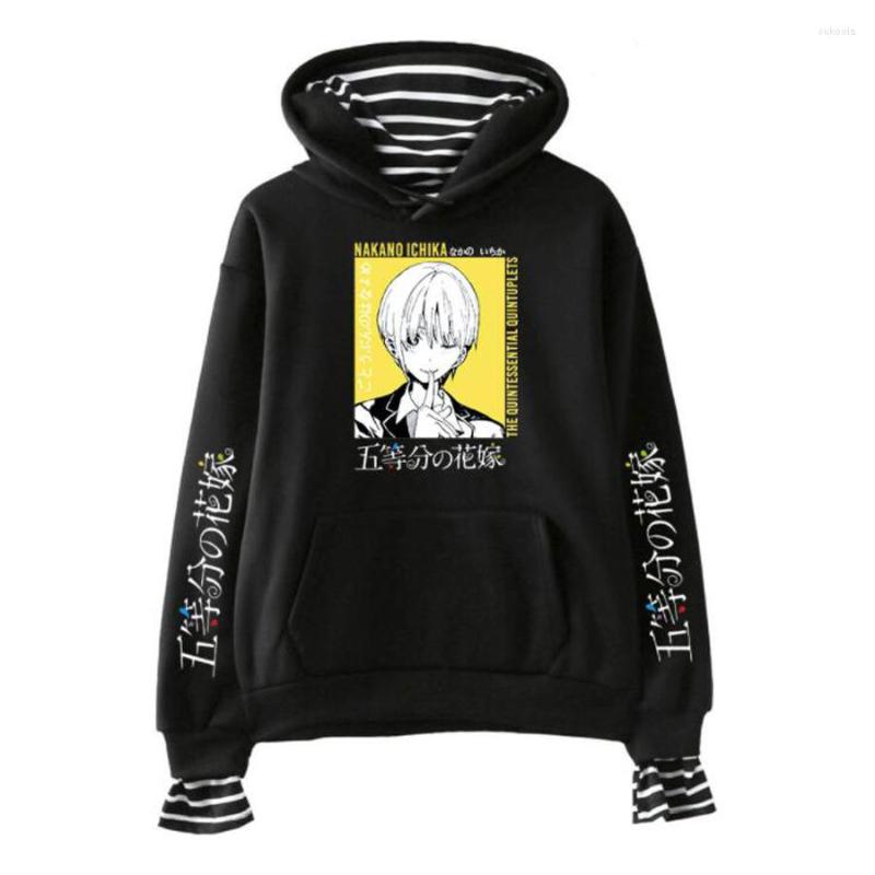 

Men's Hoodies Print The Quintessential Quintuplets Men/Women Sweatshirts Striped Pachwork Fake Two Piece Fleece Hooded Streetwear, 012
