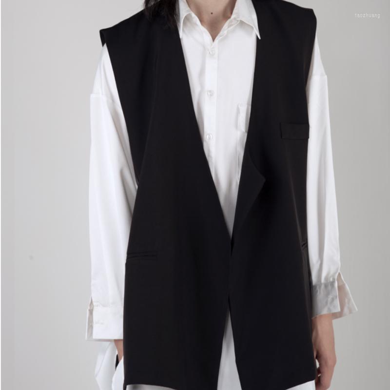 

Men' Vests Men' Vest Autumn Winter Pure Color Leaf Type Collarless Youth High Quality Art Fashion Personality Loose Leisure Suit, Black