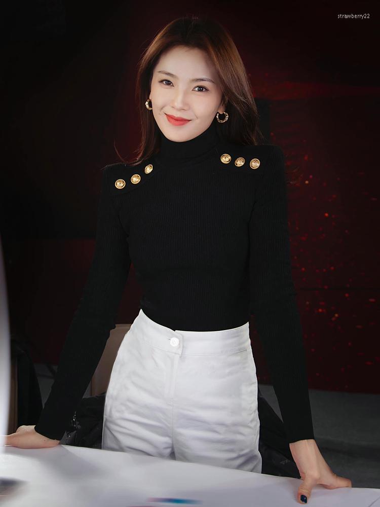 

Women' Two Piece Pants Designer Autumn Long Sleeve Button Knit Tops Slim Fashion High Quality Casual Party Chic Vintage Elegant Women, Black