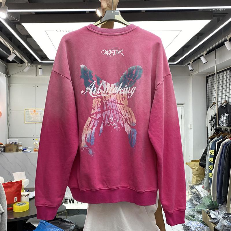 

Men's Hoodies Alphabet Oversized Gradient Butterfly Print Sweatshirts Men Women Hoodie Streetwear Crewneck