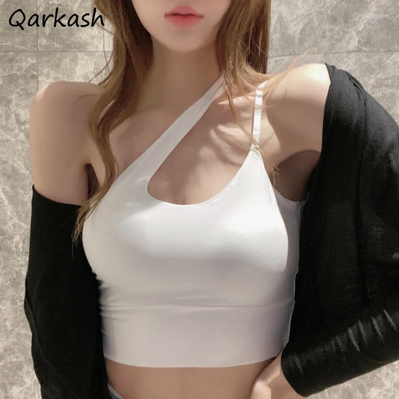 

Women's Tanks Camisole Women Solid Color Korean Style Sexy Asymmetrical Hipster Girls Summer Street Cool Club Leisure Breathable Design, Coffee camis
