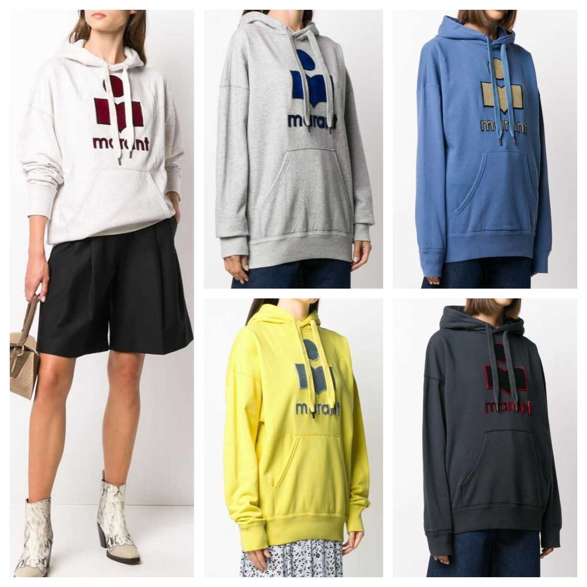 

Isabel Marant Women Fleece Hoodies Plush Sweater Hooded Designer Letter Flocked Loose Pullover Sweatshirt, Yellow
