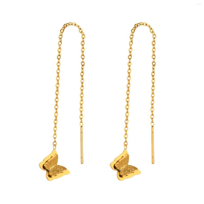 

Dangle Earrings Japanese Korean Fashion Butterfly For Women Girls Gifts Jewelry Gold Color Stainless Steel Thread