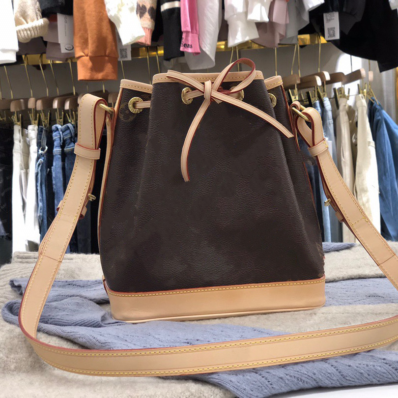 

Filosophy Recommend Women Bucket Bag with Strings and Strap Lady Crossbody Brown Flower White Check 2 Versions