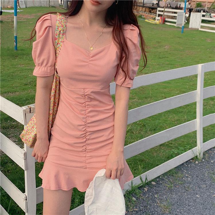 

Casual Dresses Women Short Skirt Women' Summer 2022 Ruffled Pleated Dress Vestido De Mujer Femme Robe, Black