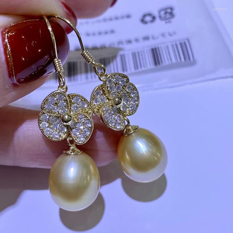 

Dangle Earrings MeiBaPJ Rice Golden Natural Freshwater Pearl Flower Drop Real 925 Sterling Silver Fine Charm Jewelry For Women