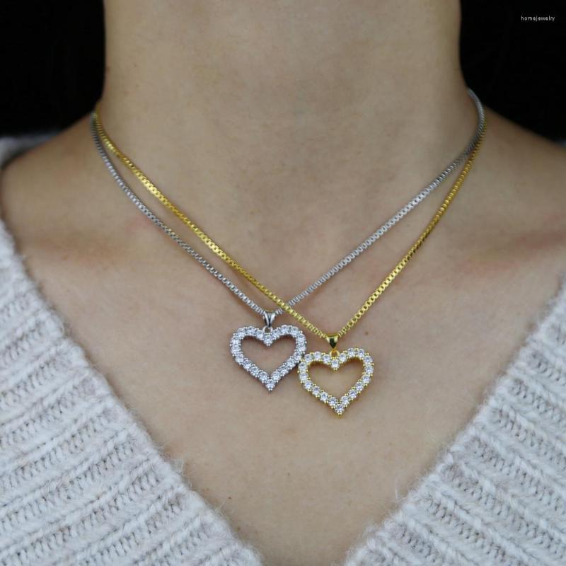 

Choker Iced Out Bling Shiny CZ Cubic Zircon Love Heart Shape Pendant Necklace For Women 2022 Valentine's Day Gift Box Chain Jewelry