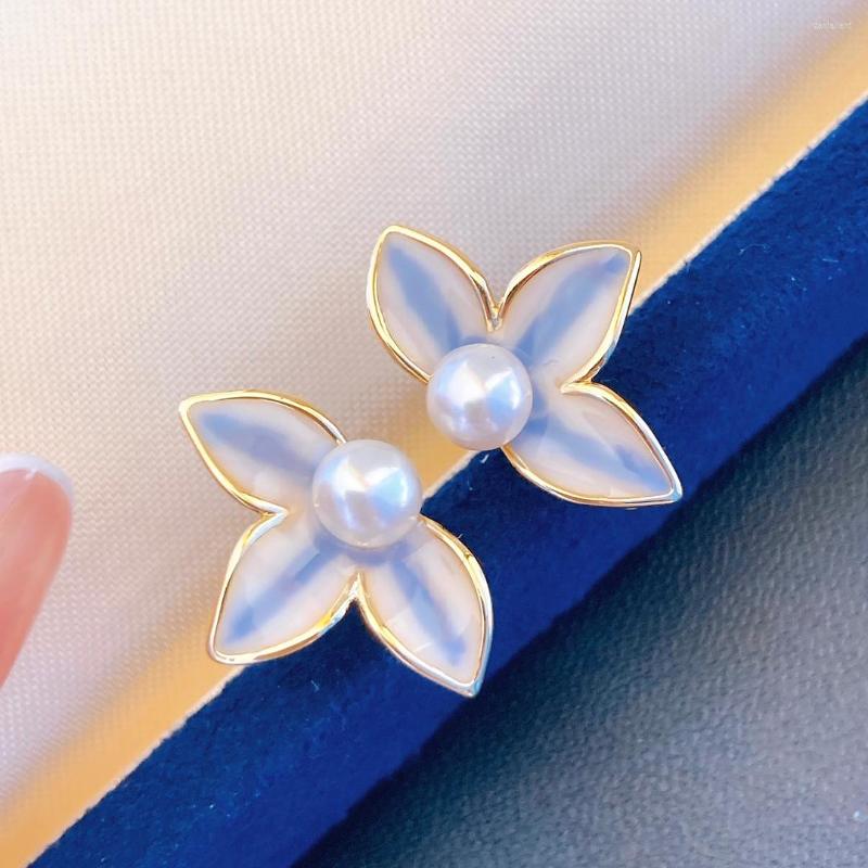 

Stud Earrings 2022 Clover Design Pearl Women Handmade DIY Jewelry Gifts
