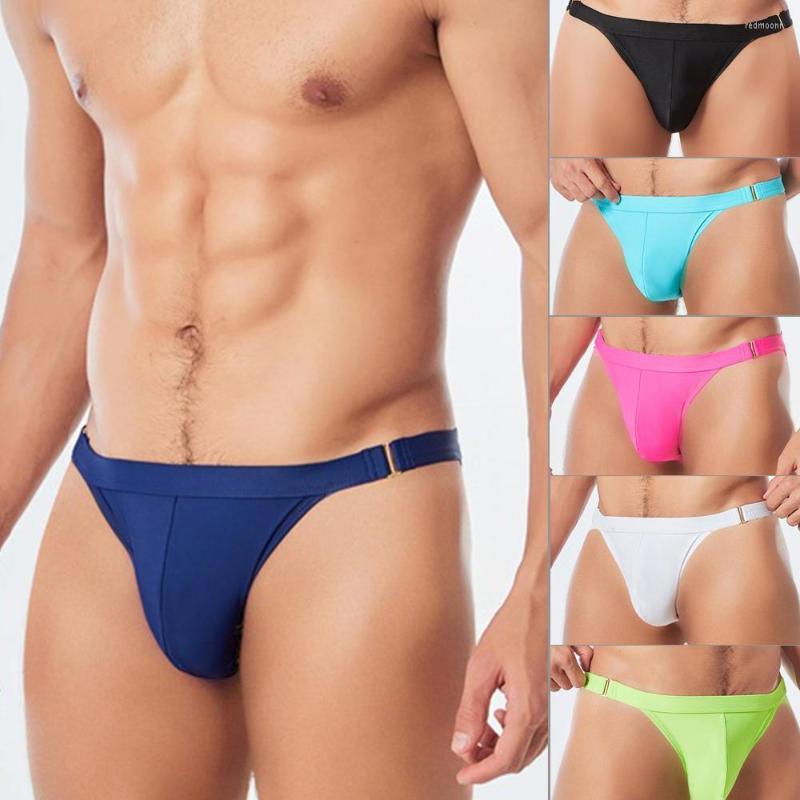 

Men's Swimwear Metal Side Buckle Men's Swimming Trunks European And American Fashion Low Waist Lace-Up Swimsuit Summer Beach Short, Black