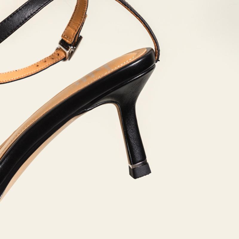 

Sandals Osunlina Woman Black White Genuine Leather Thin High Heels Buckle Strap Handmade Party Shoes Lady Size 34-41, White sandals