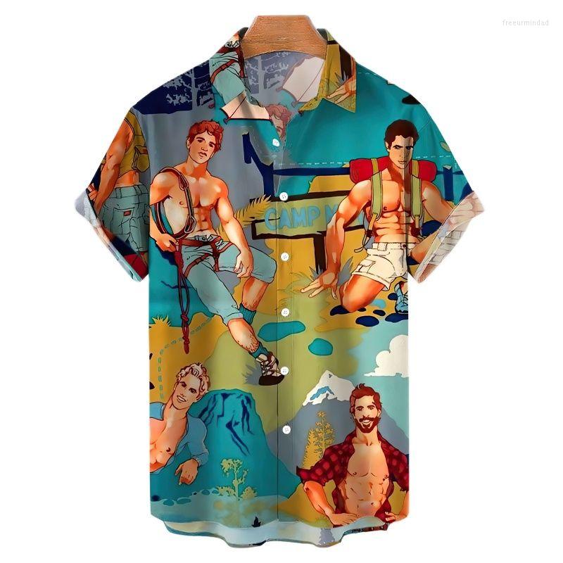 

Men's Casual Shirts Vintage Men's 3d Fitness Printed For Men Lapel Short Sleeve Tops Harajuku Streetwear Clothes Hip Hop Trend Blouse, Ofsv-0440