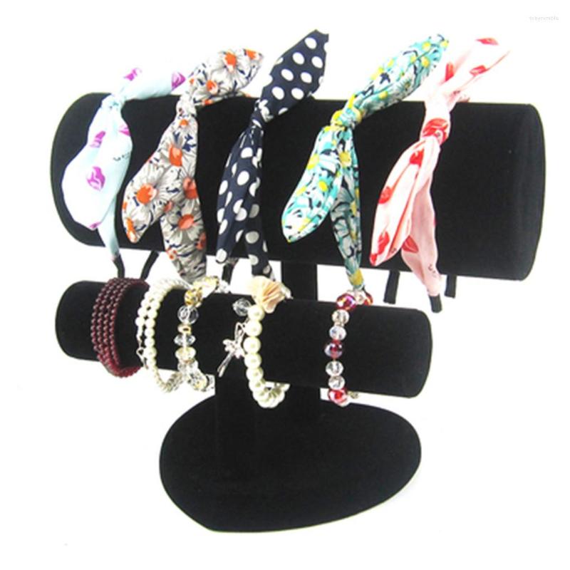 

Jewelry Pouches Multi-Tiers Velvet Headband Display Holder Retail Stand Rack