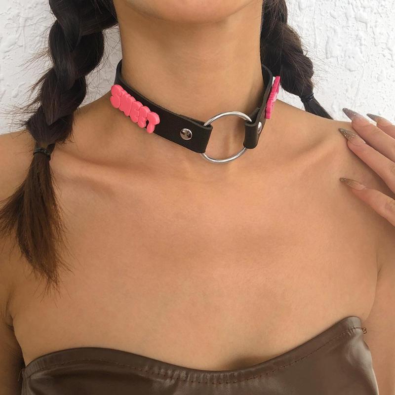 

Choker Sweet Cool Simple Round PU Leather Chokers Necklace For Women Charm Aesthetics Girly Clavicle Chain Hip Hop Rock Fashion Jewelry