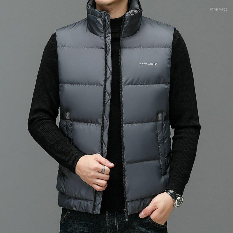

Men's Vests 2022 Autumn Winter Men Grey Black Puffer Vest Thermal Puff Sleeveless Basic Coats Male Casual Warm Thick Padded Waistcoats