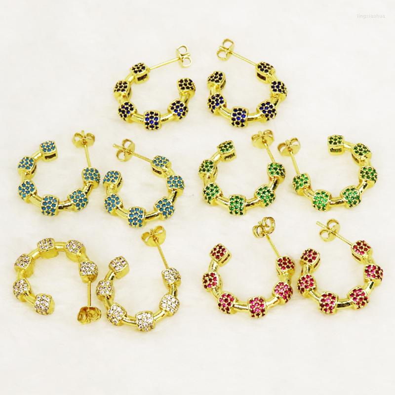 

Stud Earrings 5 Pairs Round Hoop Zircon Accessories Gift For Women Jewelry 51572