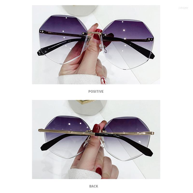 

Sunglasses Rimless Women's Polygon Design Fashion Lady Sun Glasses Outdoor Eyewear 6 Colors UV400 Protection Anti-UV