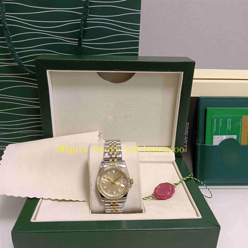 

13 Model With Original Box Women's Watch Women Midsize 31mm Yellow Gold SS Diamond Dial 68273 Asia 2813 Movement Automatic La2709, 10