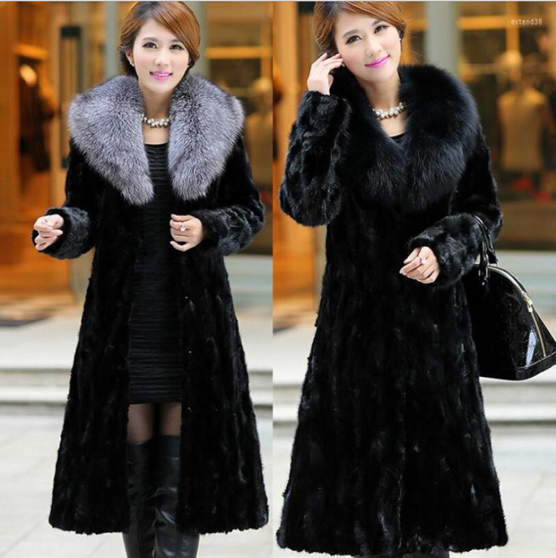 

Women's Fur Winter Women's Designer Faux Coats Women Windbreaker Long Wool Blends Outerwears Black Thicken Coat S-5XL